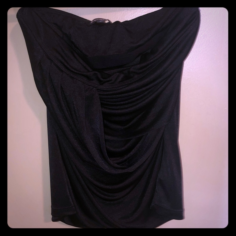 Express- silky black strapless top. Size Small.